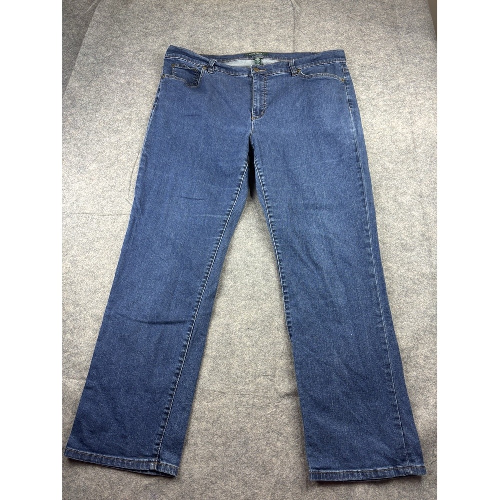 LRL Lauren Ralph‎ Lauren Womens Plus 18W Modern Straight Leg Blue Jeans Classic